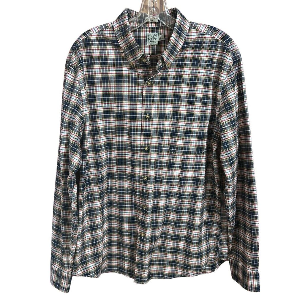 J. Crew Oxford Slim Fit Plaid Long Sleeve Button Down Shirt Men’s Size L